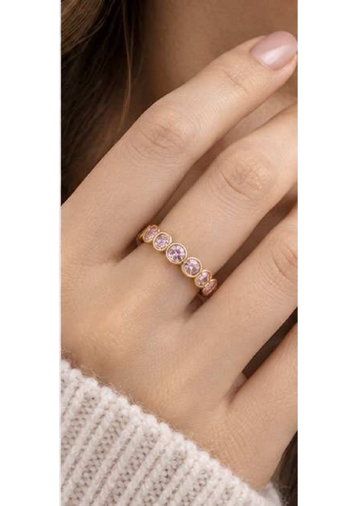 Pink Sapphire Full Eternity Band: September Birthstone Stacking Ring
