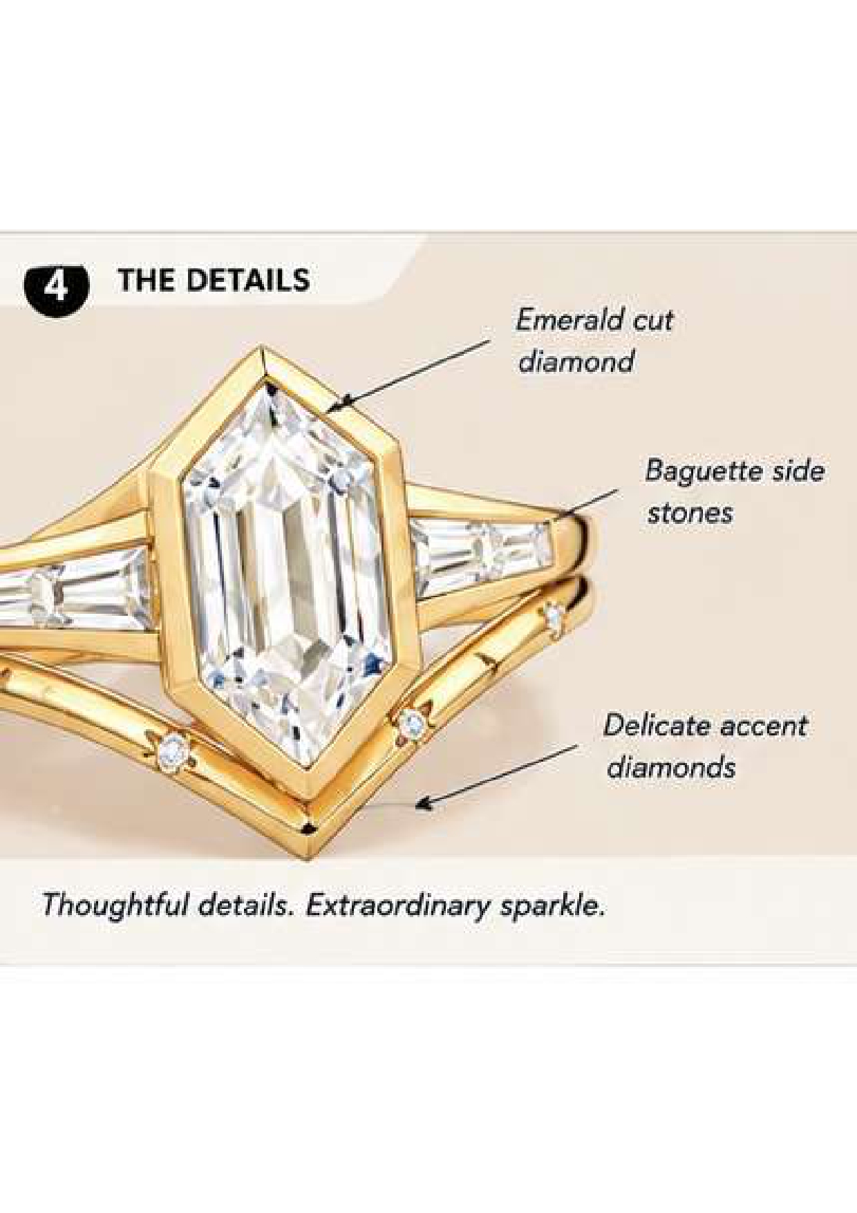 Art Deco Hexagon Moissanite Ring Set, 14K Gold Star Design Band, Bezel Moissanite Wedding Ring Set