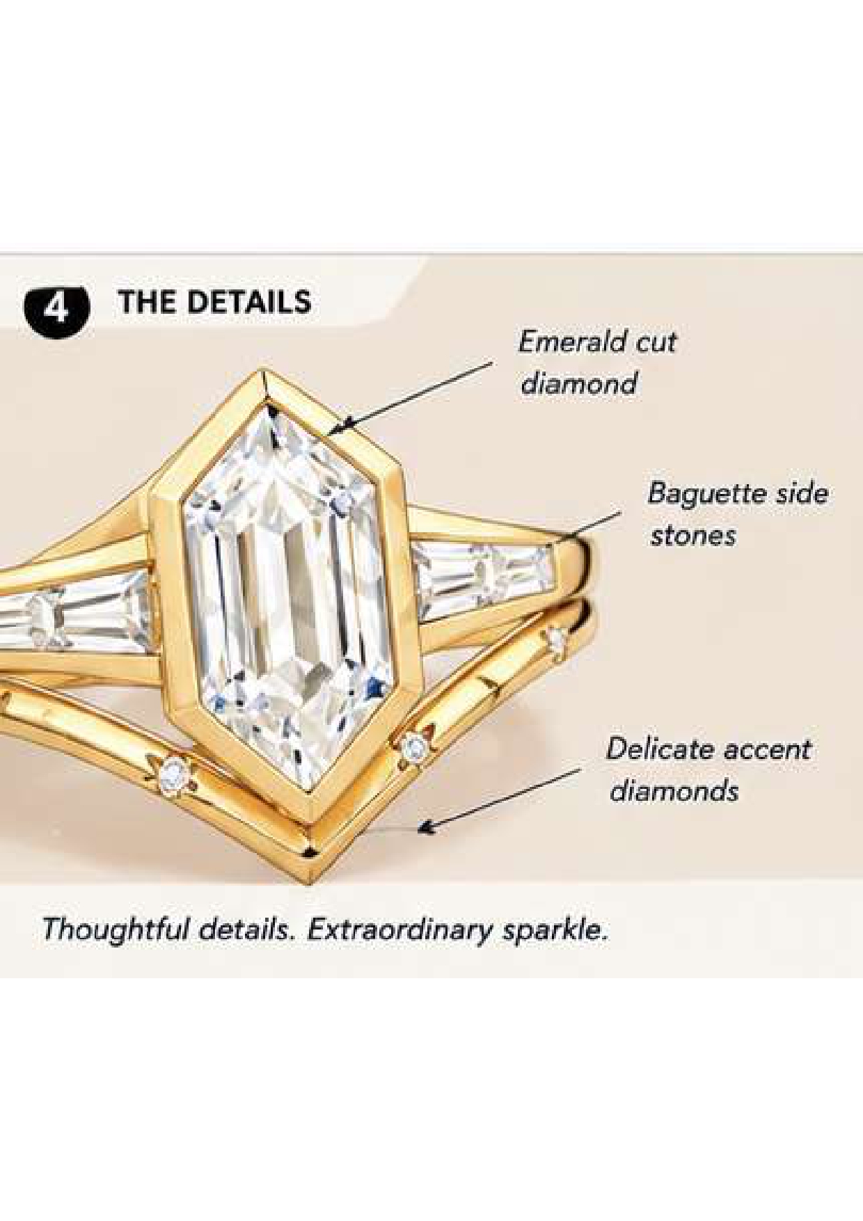 Art Deco Hexagon Moissanite Ring Set, 14K Gold Star Design Band, Bezel Moissanite Wedding Ring Set