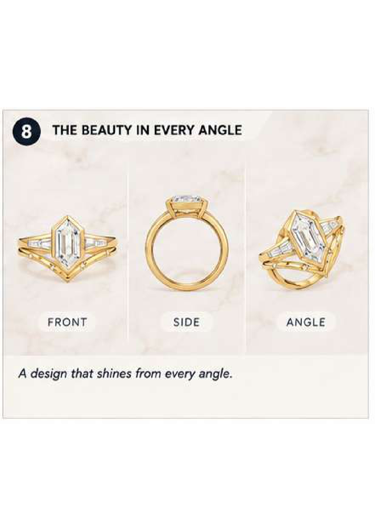 Art Deco Hexagon Moissanite Ring Set, 14K Gold Star Design Band, Bezel Moissanite Wedding Ring Set