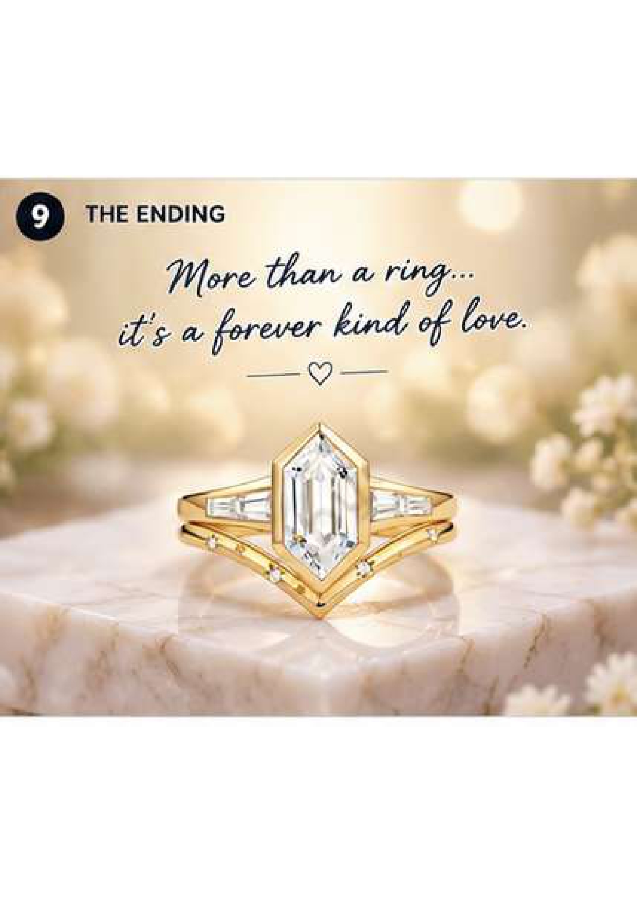 Art Deco Hexagon Moissanite Ring Set, 14K Gold Star Design Band, Bezel Moissanite Wedding Ring Set