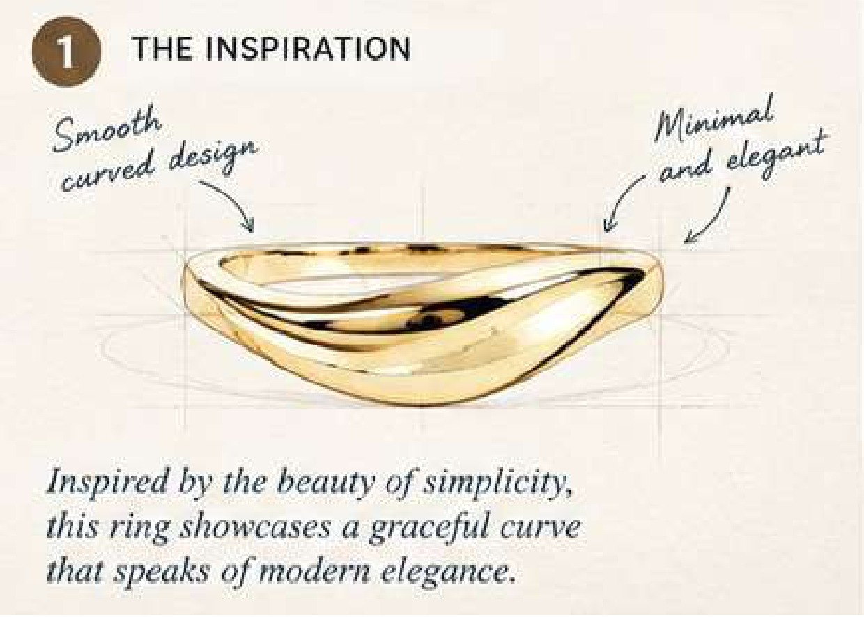 18K Gold Wave Ring, Curved Nesting Band, Minimalist Wedding Ring, 925 Sterling Silver Gold Plated Ring