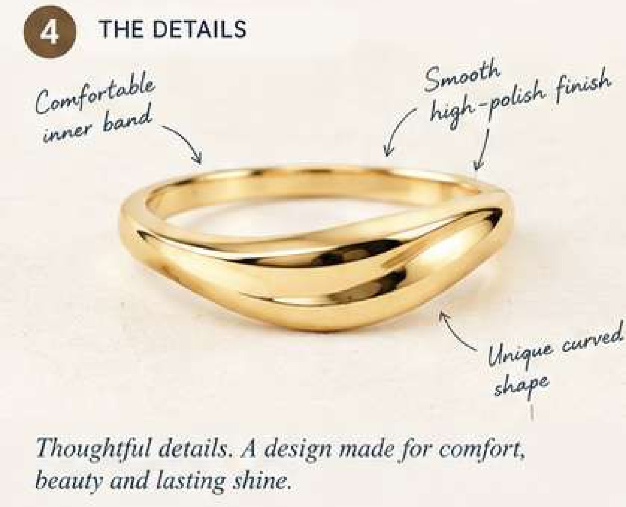 18K Gold Wave Ring, Curved Nesting Band, Minimalist Wedding Ring, 925 Sterling Silver Gold Plated Ring