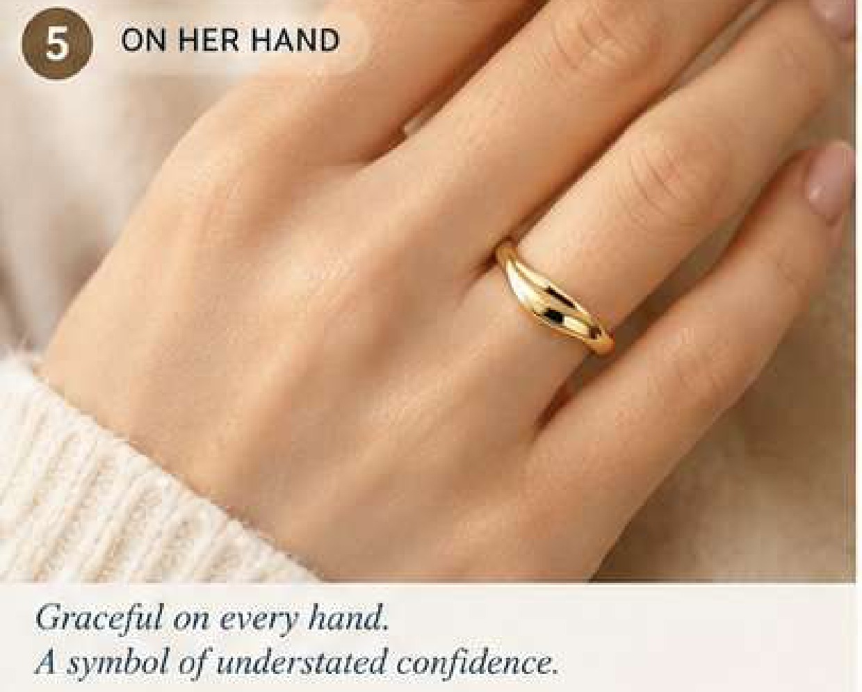 18K Gold Wave Ring, Curved Nesting Band, Minimalist Wedding Ring, 925 Sterling Silver Gold Plated Ring