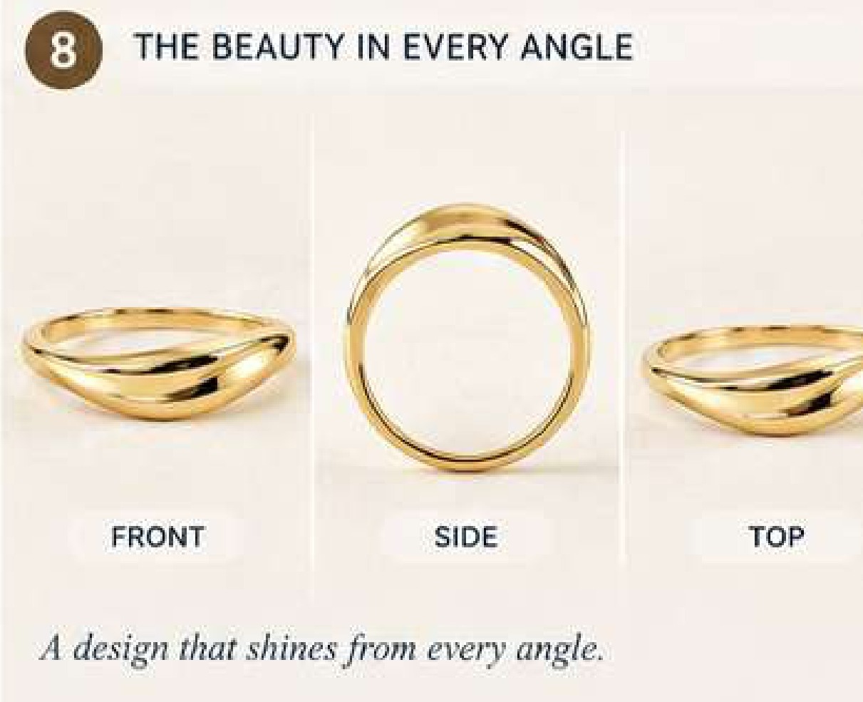 18K Gold Wave Ring, Curved Nesting Band, Minimalist Wedding Ring, 925 Sterling Silver Gold Plated Ring
