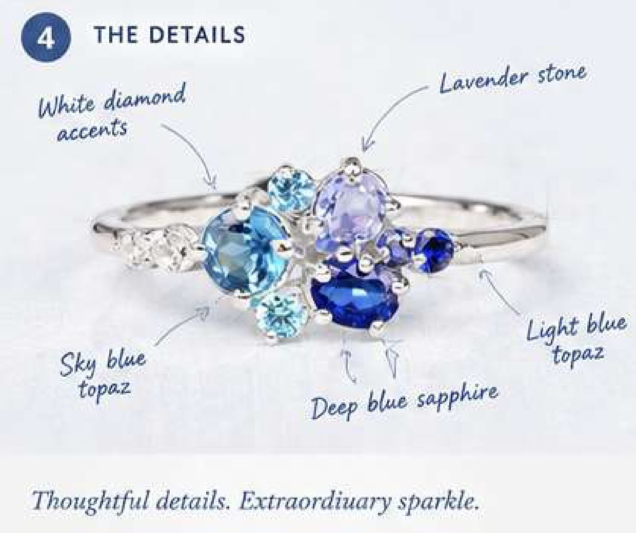 Tanzanite Lab Alexandrite And Teal Sapphire Cluster Ring, Hand Made Cluster Wedding Ring, Aquamarine Bridal Wedding Ring,  Multi Stones Ring