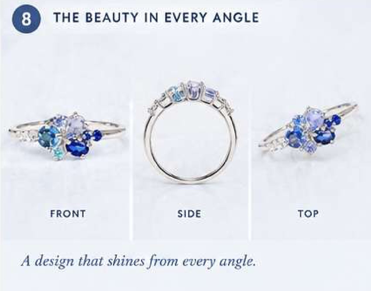 Tanzanite lab Alexandrite and teal sapphire cluster ring, Hand made cluster wedding ring, Aquamarine bridal wedding ring,  Multi stones ring