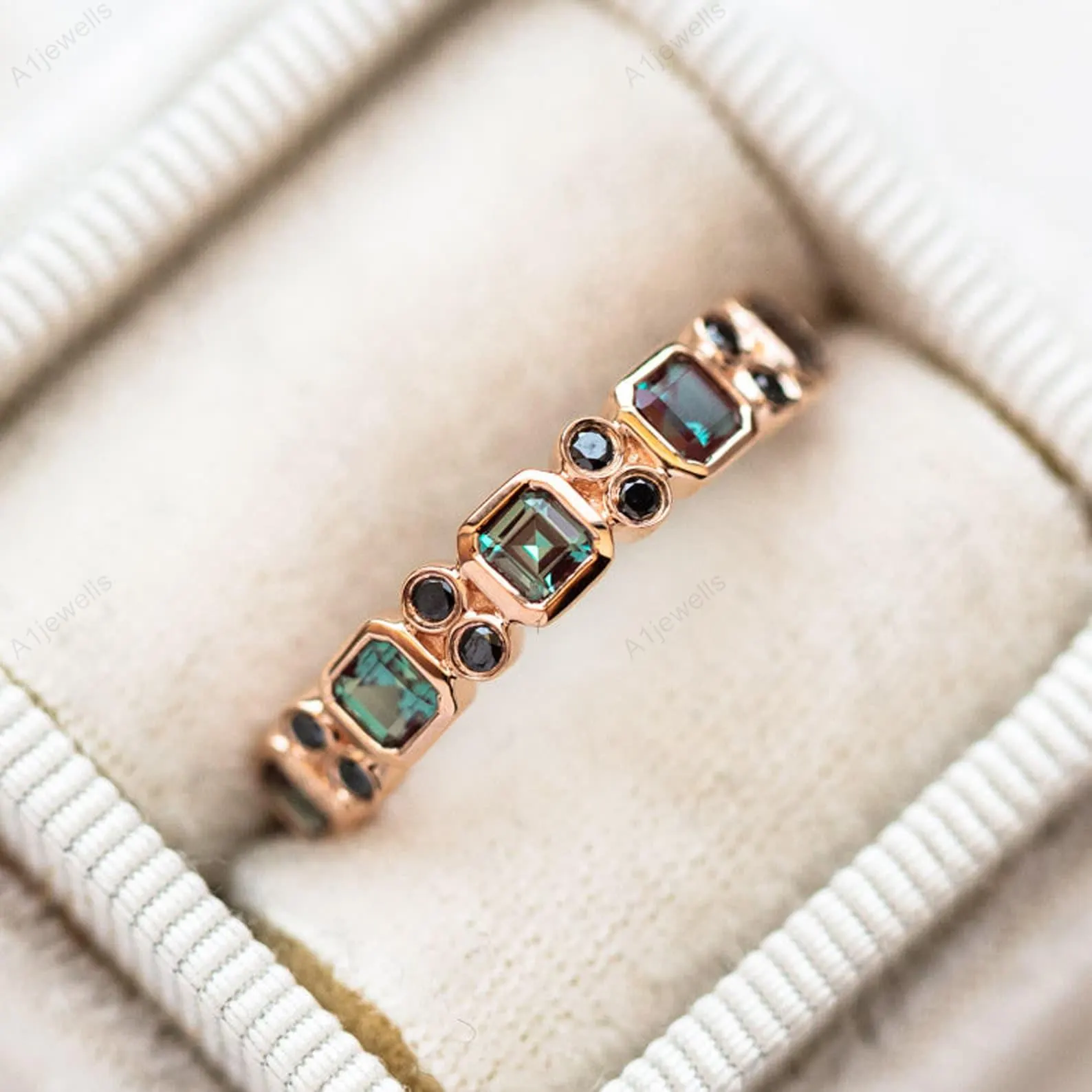 Alexandrite Ring, Princess Cut Lab Created Alexandrite, 925 Sterling Silver Statement Ring, June Birthstone, Birthday Gift For Her