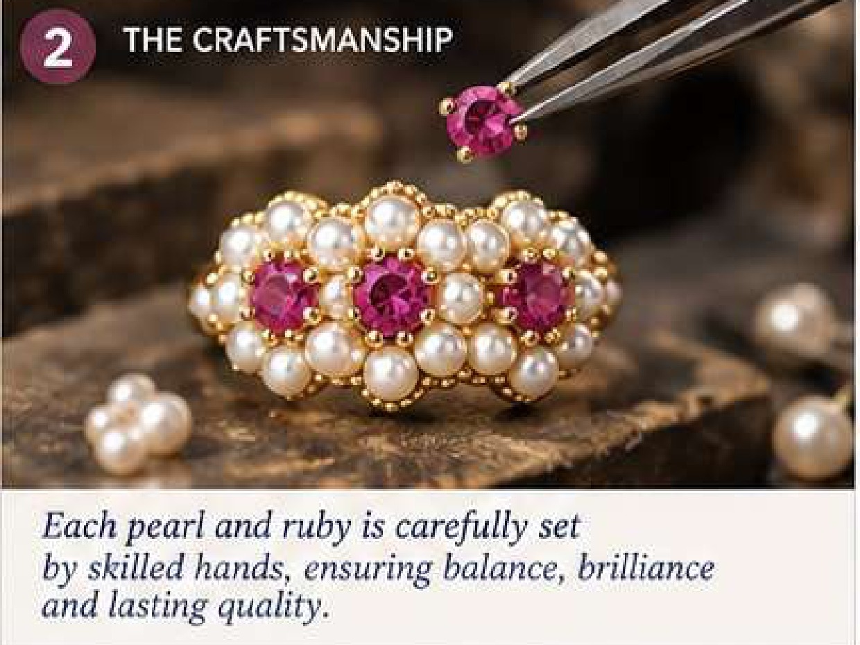 Red Ruby Ring, Halo Pearl Ring, July Birthstone Jewelry