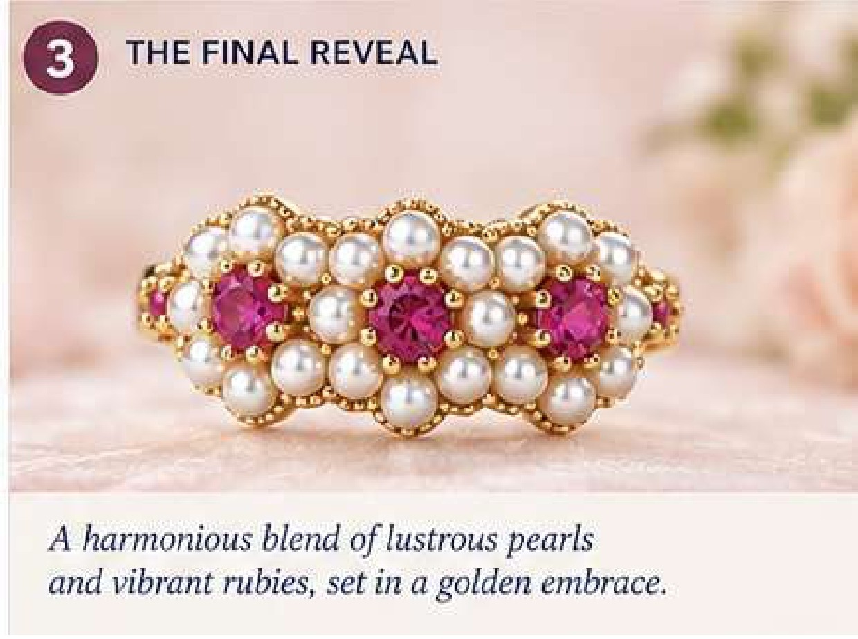 Red Ruby Ring, Halo Pearl Ring, July Birthstone Jewelry