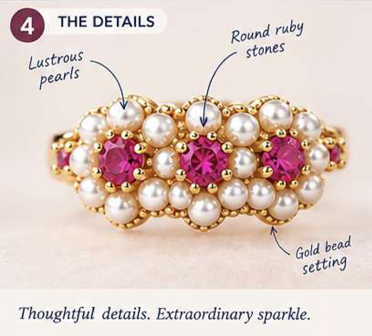 Red Ruby Ring, Halo Pearl Ring, July Birthstone Jewelry