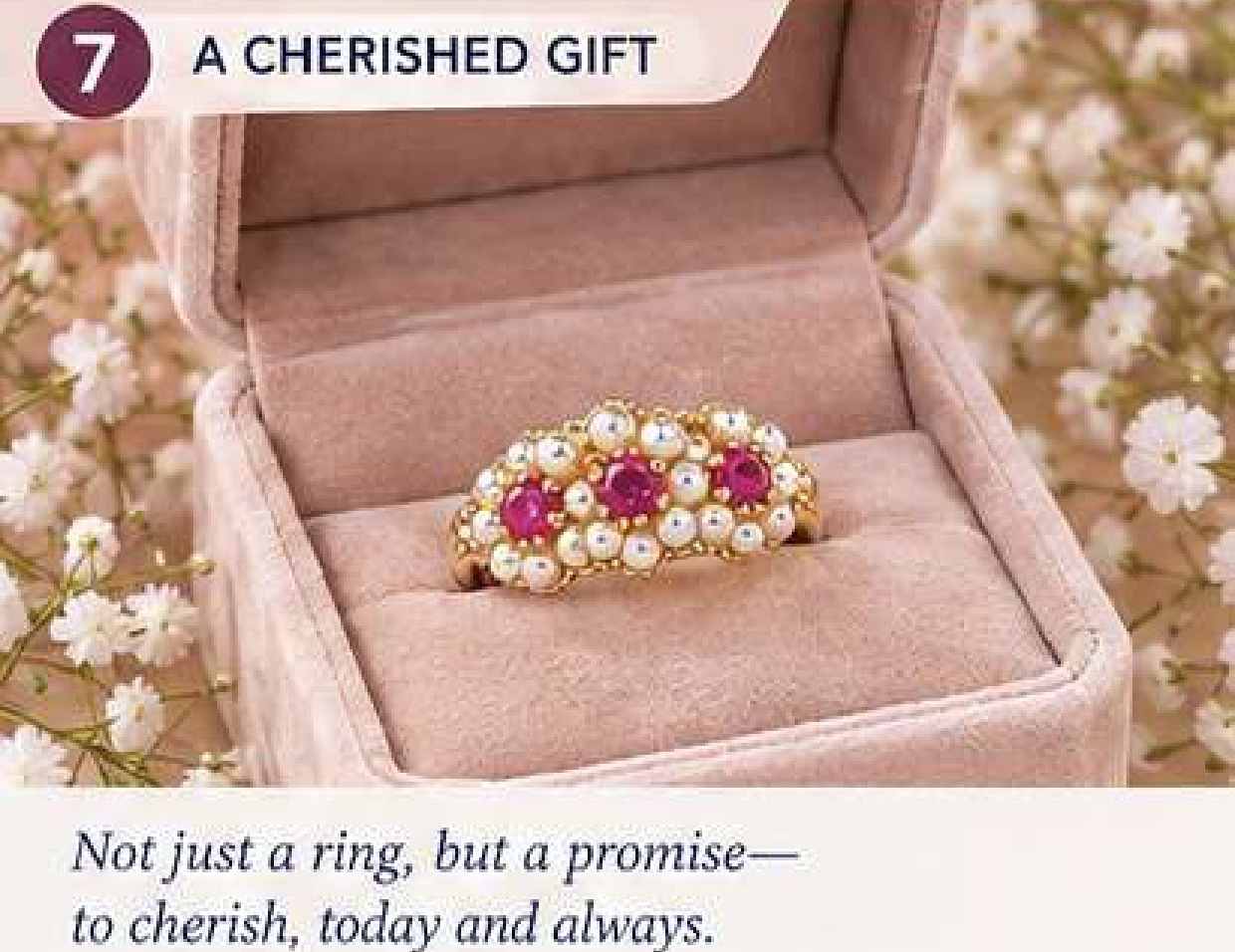 Red Ruby Ring, Halo Pearl Ring, July Birthstone Jewelry